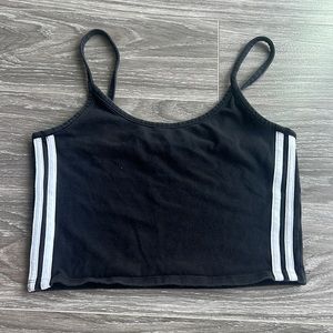 Double Zero Striped Spaghetti Strap Crop Top